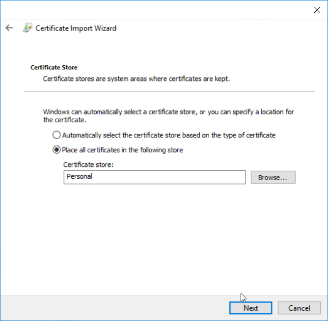 Install application certificate - step 7
