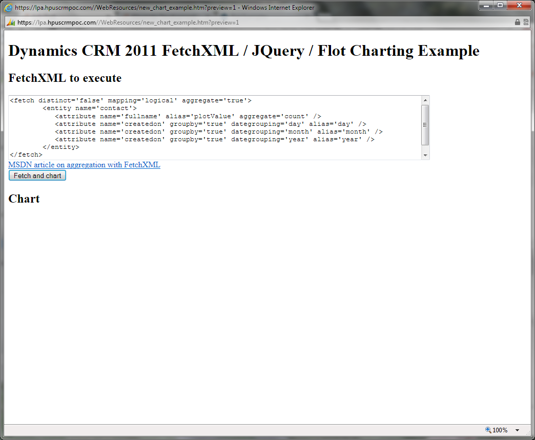The FetchXML / JQuery / Flot example page
