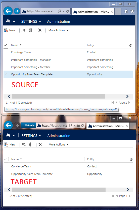 Console application for moving Dynamics CRM access team templates