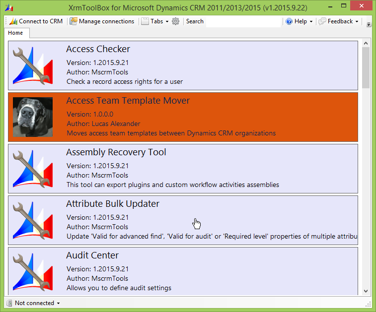 XrmToolBox plugin for moving access team templates