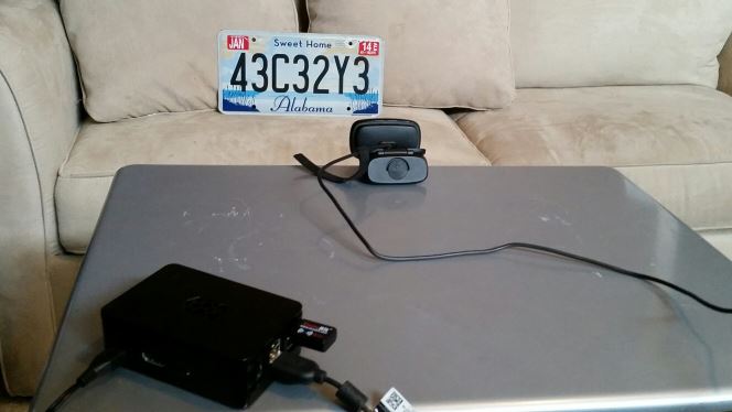 Raspberry Pi + webcam license plate capture rig